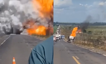 Caminhão explode e deixa pelo menos seis pessoas feridas na BR-010